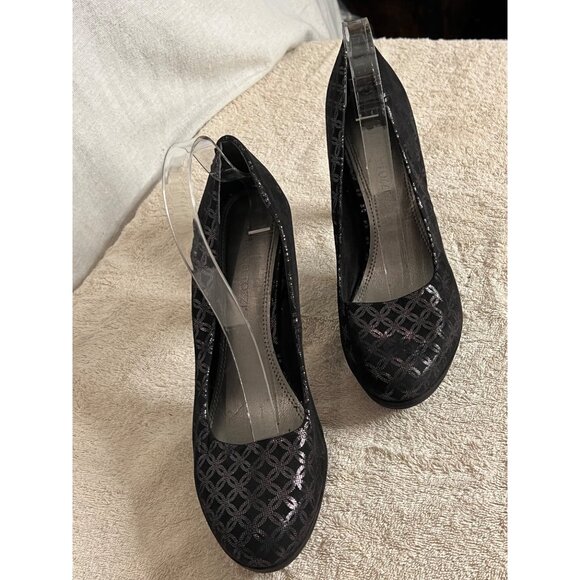 Marco Tozzi Black Patterned 4in High Heel Pumps Size 41 US 9.5 - Picture 2 of 16